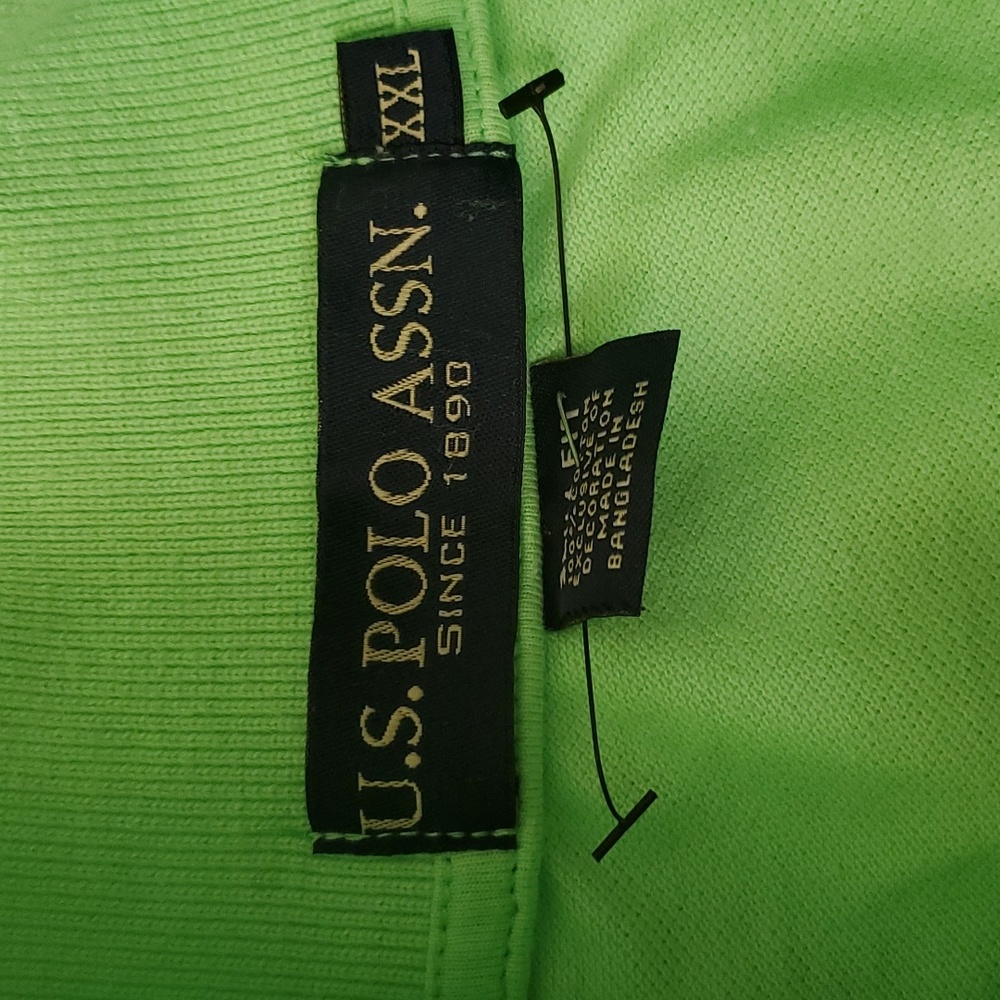 Polo men neon green pullover shirt size 2X slim fit - Picture 3 of 15